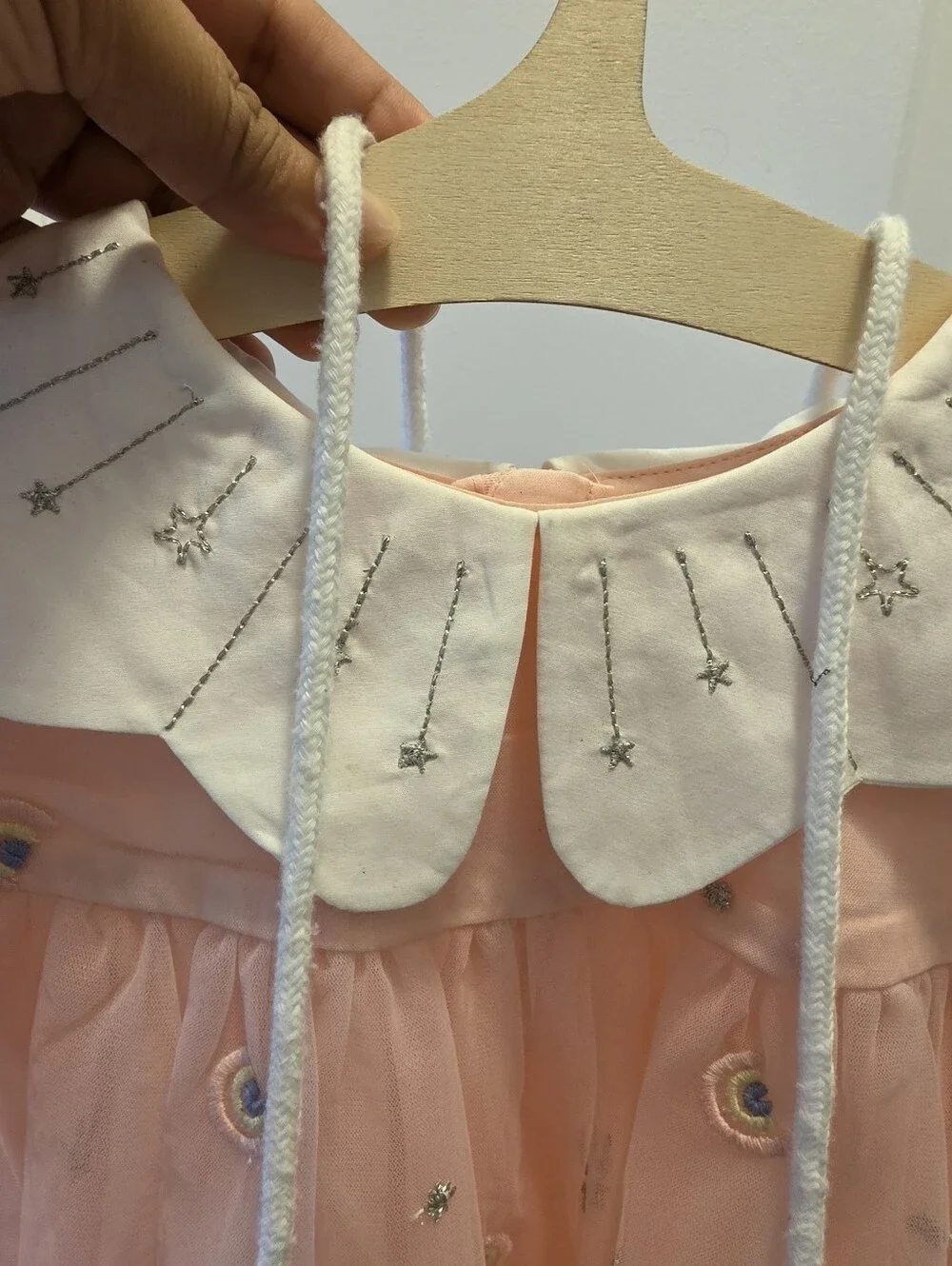 Girls Pink Rainbow Embroidered Tulle Dress